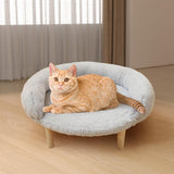 Maxbell Cat Couch for Indoor Cats Wooden Portable Fashionable Pet Furniture Cat Sofa light gray