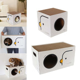 Maxbell Cardboard Cat House Hideaway Castle Scratcher Bed for Pet Gift Animals 32cmx32cmx32cm