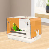 Maxbell Pet Bird Bath Box Budgerigar Parakeets Birdbath Cockatiel Parrot Bathing Tub orange