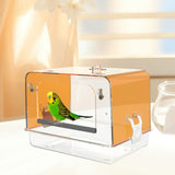 Maxbell Pet Bird Bath Box Budgerigar Parakeets Birdbath Cockatiel Parrot Bathing Tub orange