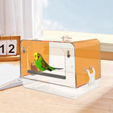 Maxbell Pet Bird Bath Box Budgerigar Parakeets Birdbath Cockatiel Parrot Bathing Tub orange