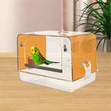 Maxbell Pet Bird Bath Box Budgerigar Parakeets Birdbath Cockatiel Parrot Bathing Tub orange