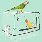 Maxbell Pet Bird Bath Box Budgerigar Parakeets Birdbath Cockatiel Parrot Bathing Tub clear