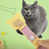 Maxbell Cat Strip Squeeze Spoon Portable Cat Stripe Snack Squeezer for Snack Feeding yellow