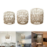 Maxbell Paper Rope Lampshade Boho Hanging Lamp Cover for Cafe Bedroom Kitchen Island 15cmx16.5cm