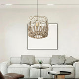 Maxbell Paper Rope Lampshade Boho Hanging Lamp Cover for Cafe Bedroom Kitchen Island 15cmx16.5cm