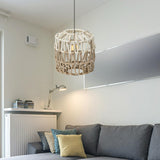 Maxbell Paper Rope Lampshade Boho Hanging Lamp Cover for Cafe Bedroom Kitchen Island 15cmx16.5cm