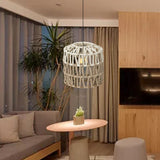 Maxbell Paper Rope Lampshade Boho Hanging Lamp Cover for Cafe Bedroom Kitchen Island 15cmx16.5cm