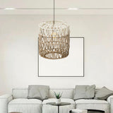 Maxbell Paper Rope Lampshade Boho Hanging Lamp Cover for Cafe Bedroom Kitchen Island 21cmx23.5cm