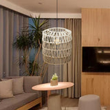 Maxbell Paper Rope Lampshade Boho Hanging Lamp Cover for Cafe Bedroom Kitchen Island 21cmx23.5cm