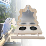 Maxbell Bird Perch with Mirror and Feeding Cups Bird Mirror Toy with Perch for Macaw Tree