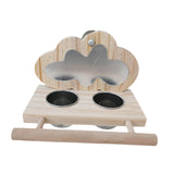 Maxbell Bird Perch with Mirror and Feeding Cups Bird Mirror Toy with Perch for Macaw Cloud