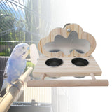 Maxbell Bird Perch with Mirror and Feeding Cups Bird Mirror Toy with Perch for Macaw Cloud