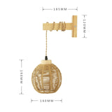 Maxbell Rattan Wall Lamp Wall Lighting Boho Wall Sconce for Bedroom Hallway Bathroom