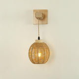 Maxbell Rattan Wall Lamp Wall Lighting Boho Wall Sconce for Bedroom Hallway Bathroom