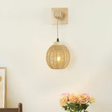 Maxbell Rattan Wall Lamp Wall Lighting Boho Wall Sconce for Bedroom Hallway Bathroom