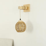 Maxbell Rattan Wall Lamp Wall Lighting Boho Wall Sconce for Bedroom Hallway Bathroom