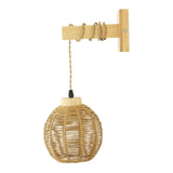 Maxbell Rattan Wall Lamp Wall Lighting Boho Wall Sconce for Bedroom Hallway Bathroom