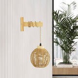 Maxbell Rattan Wall Lamp Wall Lighting Boho Wall Sconce for Bedroom Hallway Bathroom