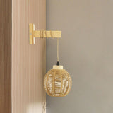 Maxbell Rattan Wall Lamp Wall Lighting Boho Wall Sconce for Bedroom Hallway Bathroom