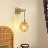 Maxbell Rattan Wall Lamp Wall Lighting Boho Wall Sconce for Bedroom Hallway Bathroom