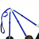 Maxbell 3 in 1 Dog Leash Adjustable Length Triple Dog Leash for Large Medium Dog Pet Blue