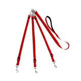 Maxbell 3 in 1 Dog Leash Adjustable Length Triple Dog Leash for Large Medium Dog Pet Red