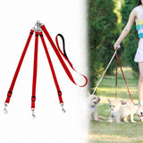 Maxbell 3 in 1 Dog Leash Adjustable Length Triple Dog Leash for Large Medium Dog Pet Red