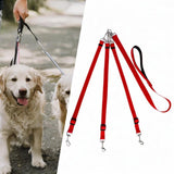 Maxbell 3 in 1 Dog Leash Adjustable Length Triple Dog Leash for Large Medium Dog Pet Red