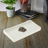 Maxbell Reptile Water Bowl Decorative Reptile Feeder for Frog Bearded Dragon Hamster S white