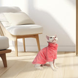 Maxbell Hairless Cat Pullover Sweater Fleece Warm Sweater for Cat Costume Daily Wear Pink