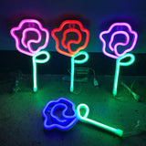 Maxbell Floral Neon Light Hanging Lamp Table LED Rose Neon Sign for Cafe Bar Bedroom Red