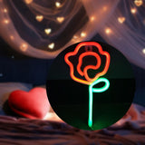 Maxbell Floral Neon Light Hanging Lamp Table LED Rose Neon Sign for Cafe Bar Bedroom Red