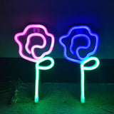 Maxbell Floral Neon Light Hanging Lamp Table LED Rose Neon Sign for Cafe Bar Bedroom Purple