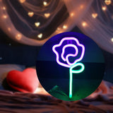 Maxbell Floral Neon Light Hanging Lamp Table LED Rose Neon Sign for Cafe Bar Bedroom Purple