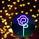 Maxbell Floral Neon Light Hanging Lamp Table LED Rose Neon Sign for Cafe Bar Bedroom Purple