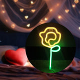 Maxbell Floral Neon Light Hanging Lamp Table LED Rose Neon Sign for Cafe Bar Bedroom Yellow