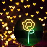 Maxbell Floral Neon Light Hanging Lamp Table LED Rose Neon Sign for Cafe Bar Bedroom Yellow