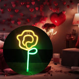 Maxbell Floral Neon Light Hanging Lamp Table LED Rose Neon Sign for Cafe Bar Bedroom Yellow