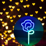 Maxbell Floral Neon Light Hanging Lamp Table LED Rose Neon Sign for Cafe Bar Bedroom Blue