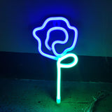 Maxbell Floral Neon Light Hanging Lamp Table LED Rose Neon Sign for Cafe Bar Bedroom Blue