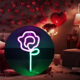 Maxbell Floral Neon Light Hanging Lamp Table LED Rose Neon Sign for Cafe Bar Bedroom Pink