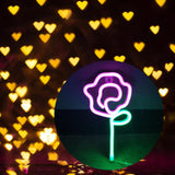 Maxbell Floral Neon Light Hanging Lamp Table LED Rose Neon Sign for Cafe Bar Bedroom Pink