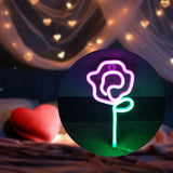 Maxbell Floral Neon Light Hanging Lamp Table LED Rose Neon Sign for Cafe Bar Bedroom Pink