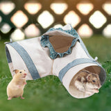 Maxbell Hamster Hideout Portable Habitat Guinea Pig Tunnel for Small Pets Ferret Rat M Blue