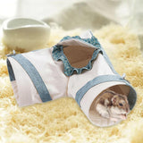 Maxbell Hamster Hideout Portable Habitat Guinea Pig Tunnel for Small Pets Ferret Rat L Blue