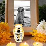 Maxbell Pet Urn Mini Urn Funeral Kitten Decorative Urn Cats Dogs Memorial Ash Holder Golden
