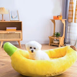 Maxbell Dog Bed Banana Shape Breathable Plush 47x28x13cm Cozy and Soft Puppy Cushion