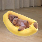 Maxbell Dog Bed Banana Shape Breathable Plush 47x28x13cm Cozy and Soft Puppy Cushion