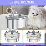 Maxbell Stainless Steel Cats Pet Water Fountain 108 oz Cat Waterer for Dogs Pet Cats Without window